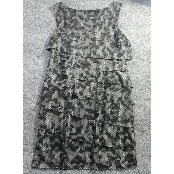 Connected Apparel Womens Black Silver Sequin Sleeveless Party Midi Dress Size 16 - Picture 6 of 12